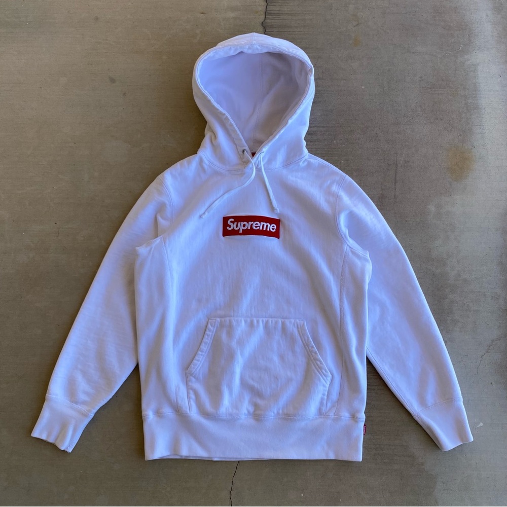 Supreme Box Logo Sweatshirt White Hoodie Pullover Jacket 2016